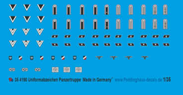 Peddinghaus-Decals 1/35 4190 Uniforminsignia for german tankers 35 W001-W014