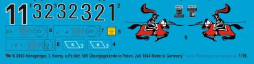 Peddinghaus-Decals 1:16 0993 Kingtiger 3. Comp. s. Heeres Pz. Abt. 505 training aera Polen July 44