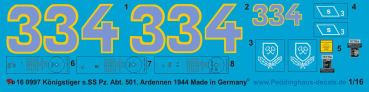 Peddinghaus-Decals 1:16 0997 Kingtiger  3. Comp s. SS Pz. Abt. 501 Ardennen 44