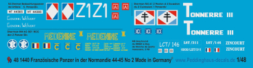Peddinghaus-Decals 1/48 1440  French tanks in Normandy and Germany 44-45 No 2