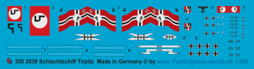 Peddinghaus 1/350 2039  Battleship Tirpitz markings