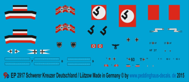Peddinghaus-Decals 1:1250 2917 markings for the crusier Lützow-Deutschland