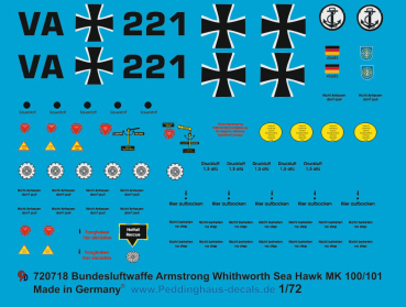 Peddinghaus-Decals 1/72 0718 Markings for german Bundesmarine Sea Hawk