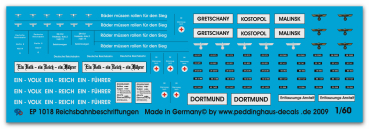 Peddinghaus-Decals  1:160 1018 Reichsbahn markings for steamers-waggons and train staions