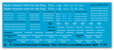 Peddinghaus-Decals  1:160  1253 markings for german military trains