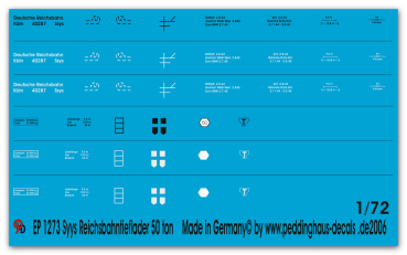 Peddinghaus-Decals 1:72 1273  Reichsbahn 50 ton Syys markings