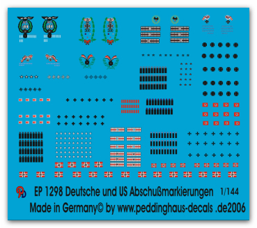Peddinghaus-Decals 1:144 1298 german and US killmarkings for planes