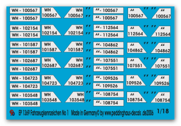 Peddinghaus-Decals 1:18  1369 german number plates