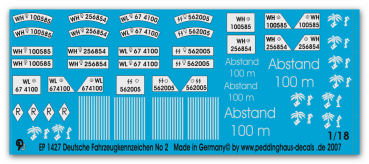 Peddinghaus-Decals 1:18  1427 german numberplates no 2