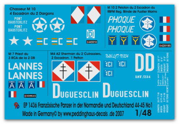 Peddinghaus-Decals 1/48 1436 French tanks in Normandy and Germany 44-45 No 1