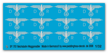 Peddinghaus-Decals 1:32 1701 Reichsbahn Waggoneagle in silverprint