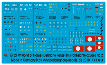 Peddinghaus-Decals 1/100 2179 World of Flames german tanks in france No 2