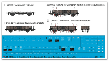 Peddinghaus-Decals 1:87 2781  Omms 32 markings for Reichsbahn-allied after war zone and Bundesbahn