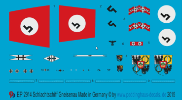 Peddinghaus-Decals 1:1250 2914 Schlachtschiff Gneisenau markings