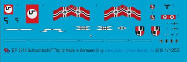 Peddinghaus-Decals 1:1250 2916 Markings for the Battleship Tirpitz