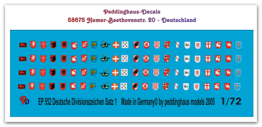 Peddinghaus-Decals 1:72 0552 German divisonal markings No1