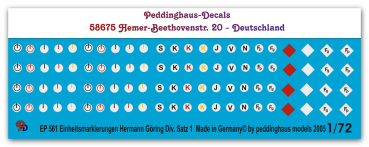 Peddinghaus-Decals 1:72 0561   markings for Herman Göring Division No 1
