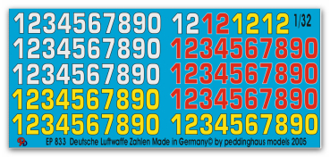 Peddinghaus 1/32 0833  German airforce numbers No 1
