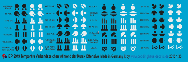 Peddinghaus-Decals 1:35 2949 markings for german units during the ovensive at Kursk